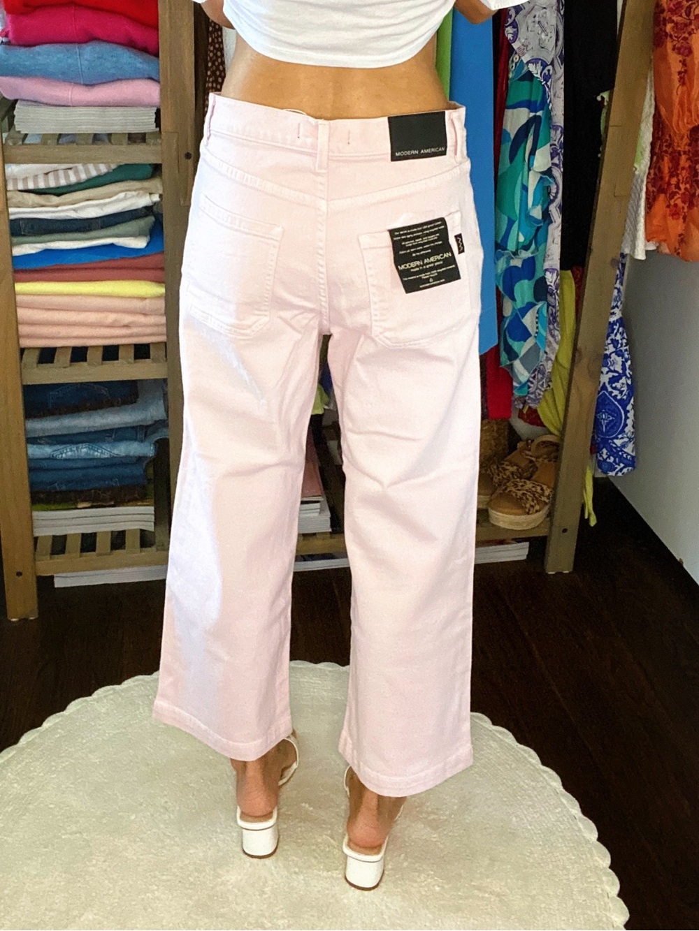 MODERN AMERICAN Farrah Crop Utility Wide Leg Jeans in Blush! 🌸 - Picture 4 of 16
